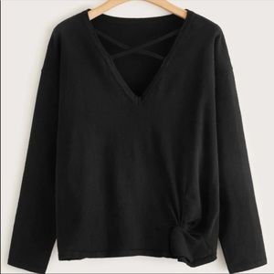 Black V Neck Sweater PLUS